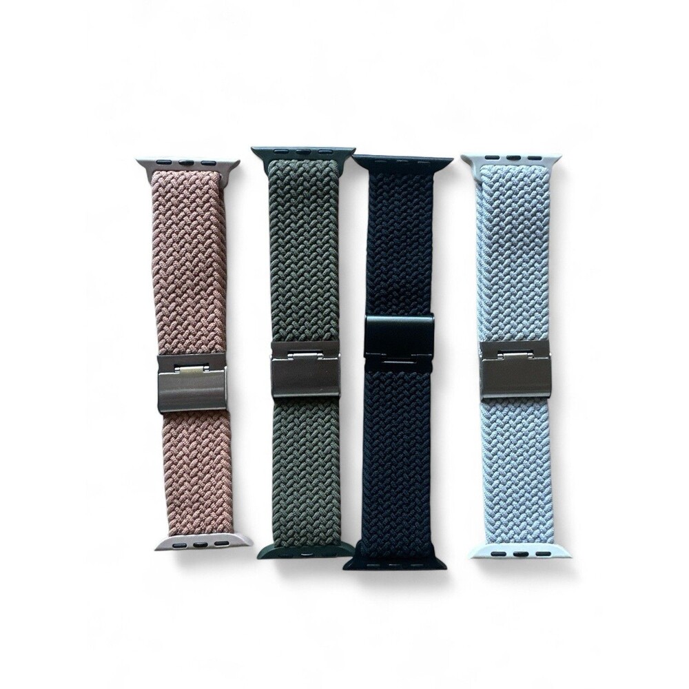Knossen 4 Pack Stretchy Nylon Braided Watch Bands for Apple Watch 4 3 2 1 SE